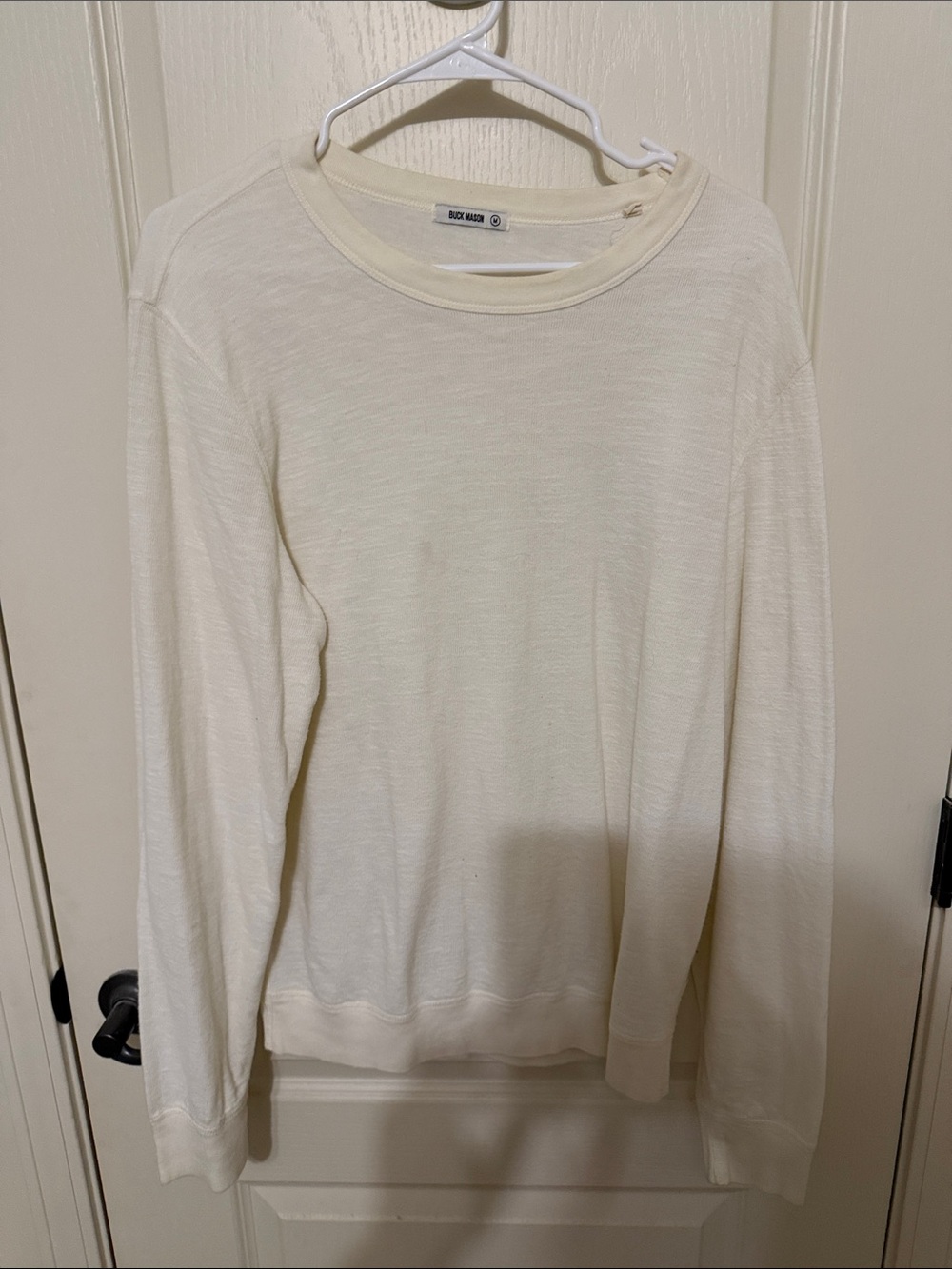 Buck Mason Cream Long Sleeve Crewneck Sweatshirt
